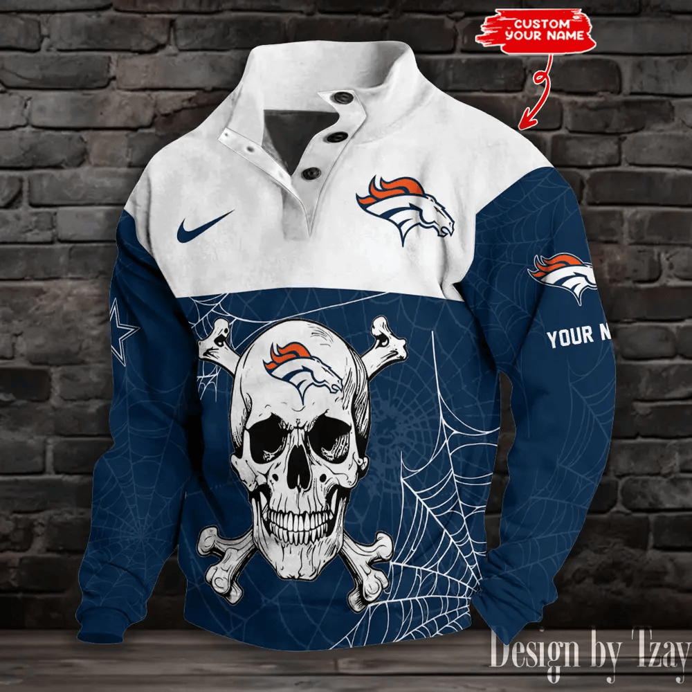 Denver Broncos Buttoned Collar Sweatshirt New Design 2025 P4V3LT
