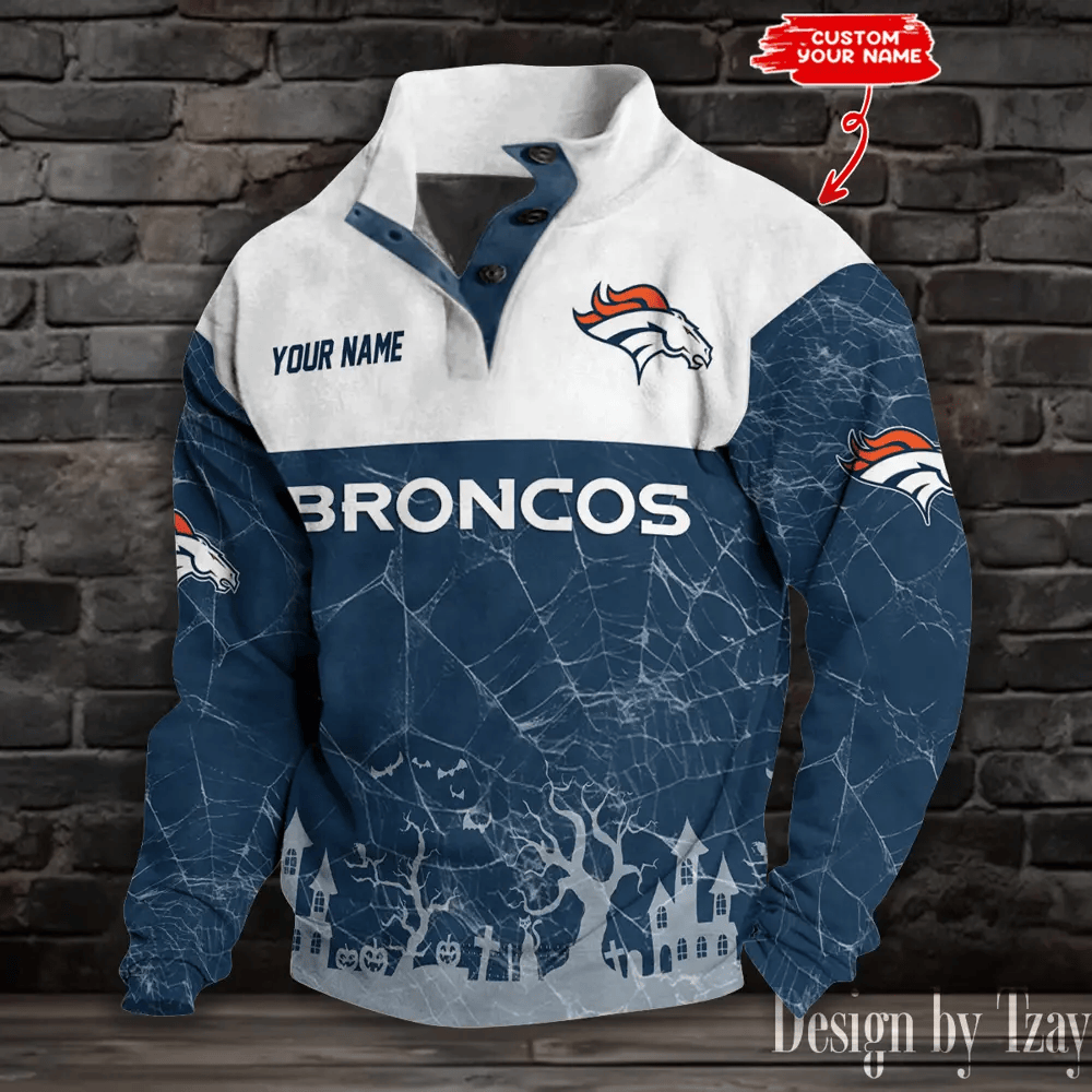 Denver Broncos Buttoned Collar Sweatshirt New Design 2025 PEU2TM