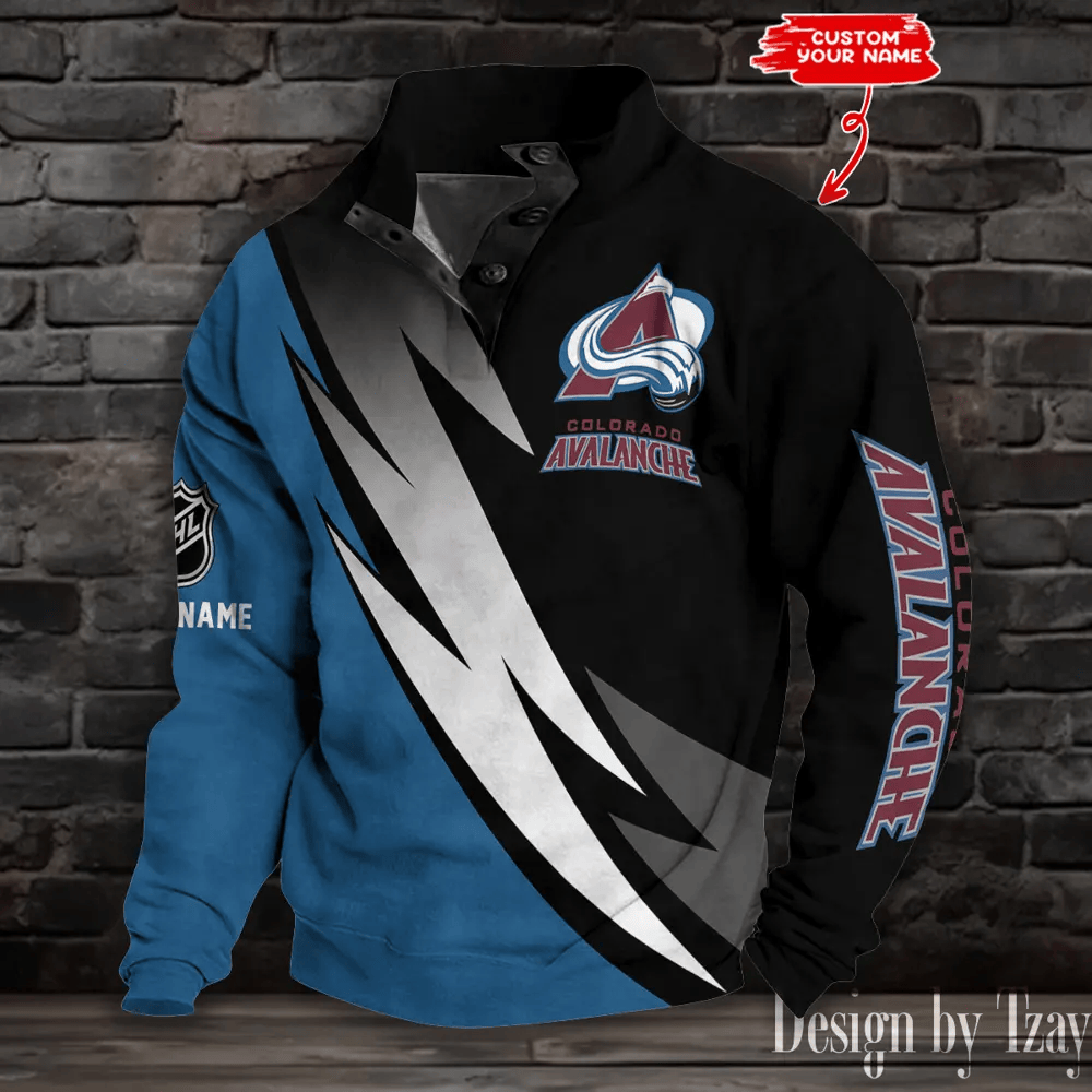 Colorado Avalanche NHL Half Button Long Sleeve Hoodie PUUJRH