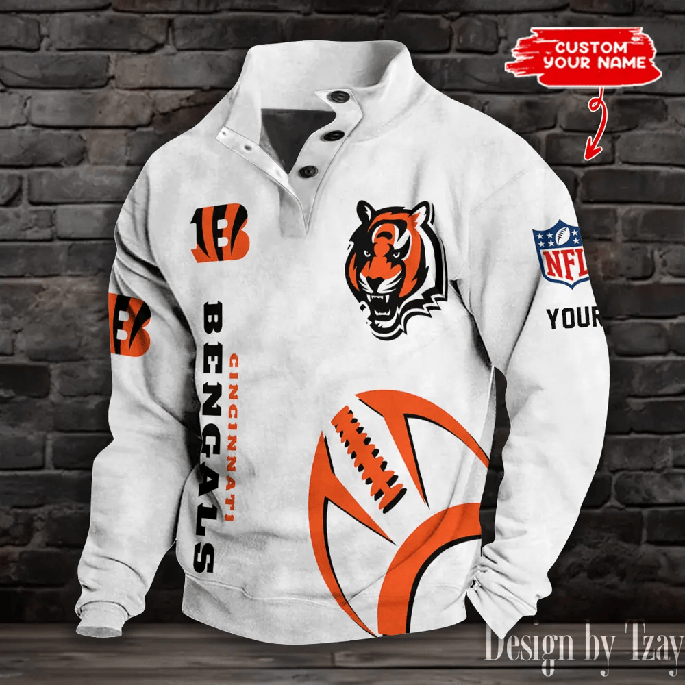 Cincinnati Bengals NFL Half Button Long Sleeve Hoodie P6AZ57