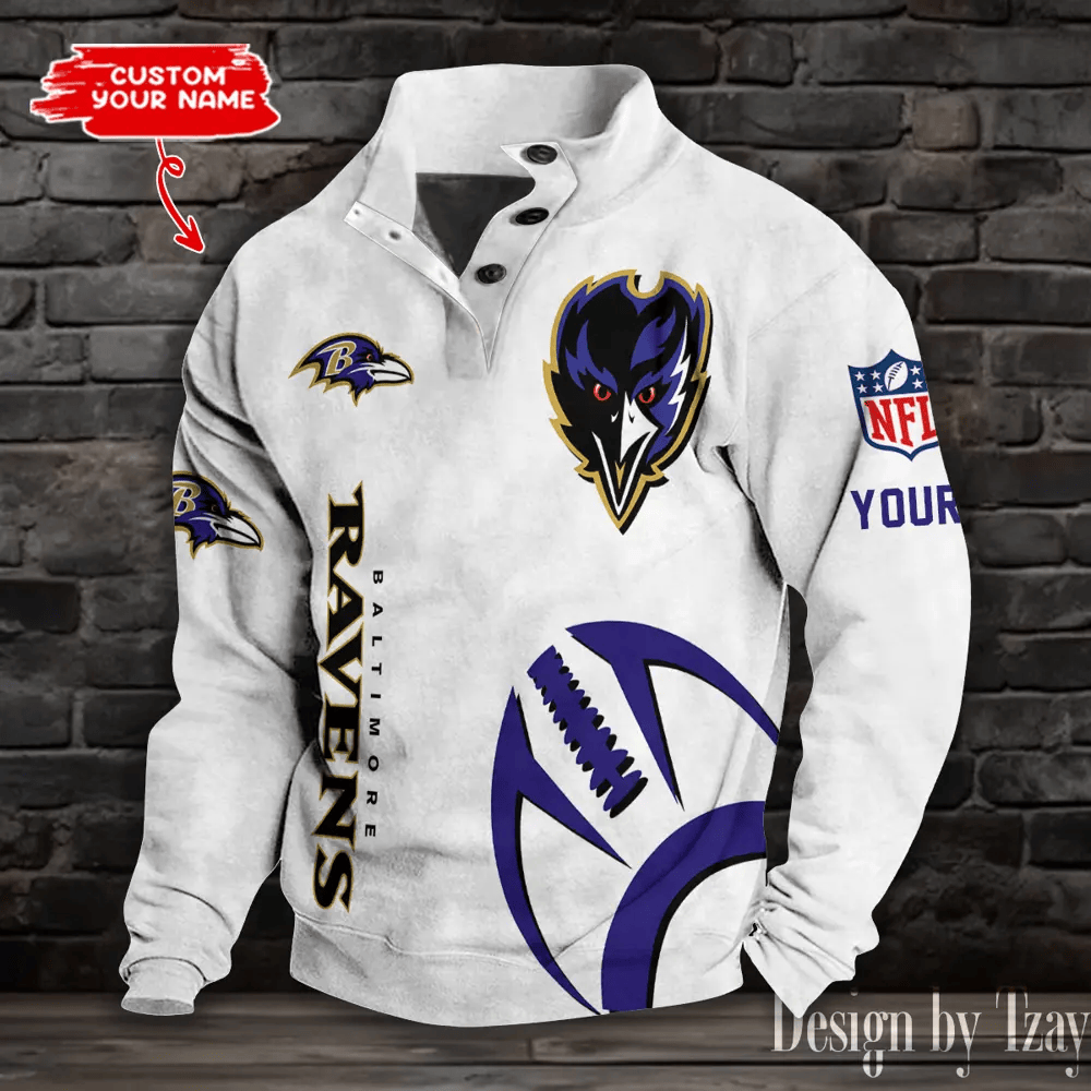 Baltimore Ravens NFL Half Button Long Sleeve Hoodie PKWEY8