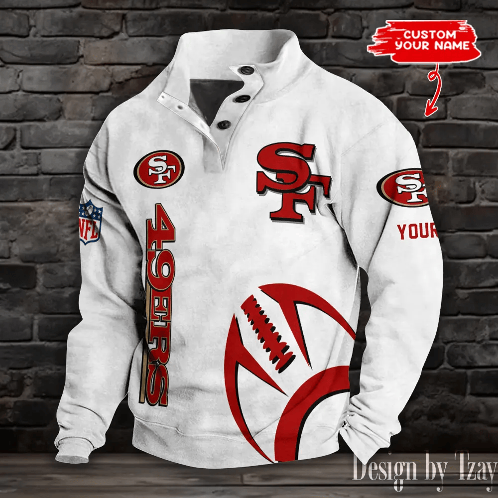 San Francisco 49ers NFL Half Button Long Sleeve Hoodie PWW682