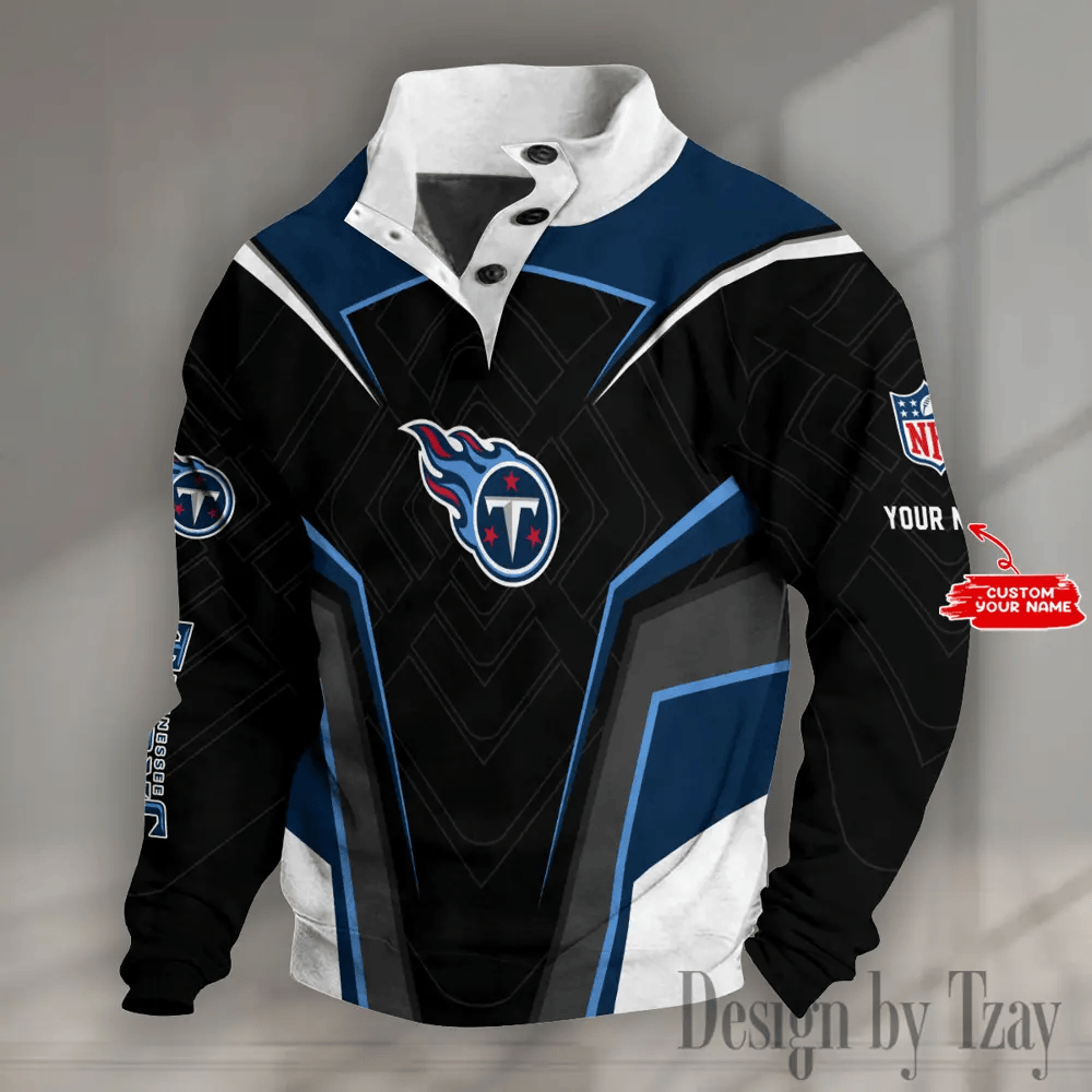 Tennessee Titans NFL Half Button Long Sleeve Hoodie PBMENC