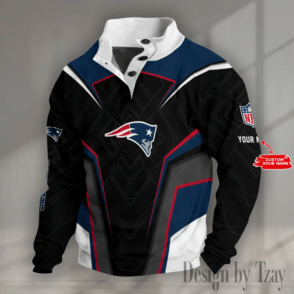 New England Patriots NFL Half Button Long Sleeve Hoodie PF58VW