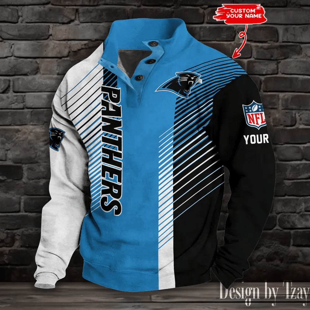 Carolina Panthers NFL Half Button Long Sleeve Hoodie PJ6SV6