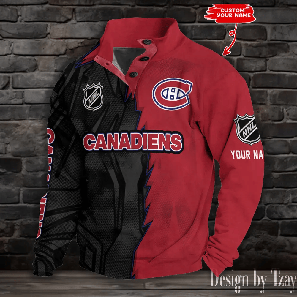 Montréal Canadiens Half Button Long Sleeve Hoodie PGNP9G
