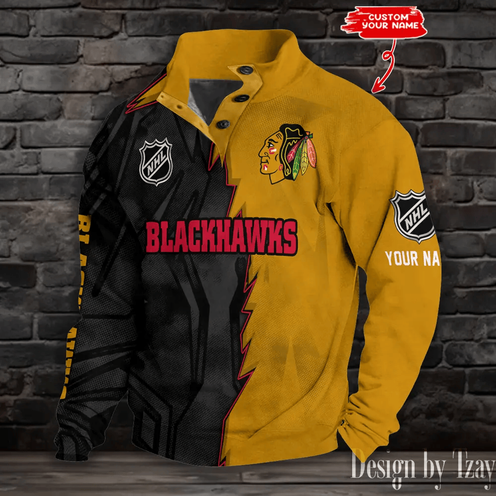 Chicago Blackhawks Half Button Long Sleeve Hoodie PNQAWE