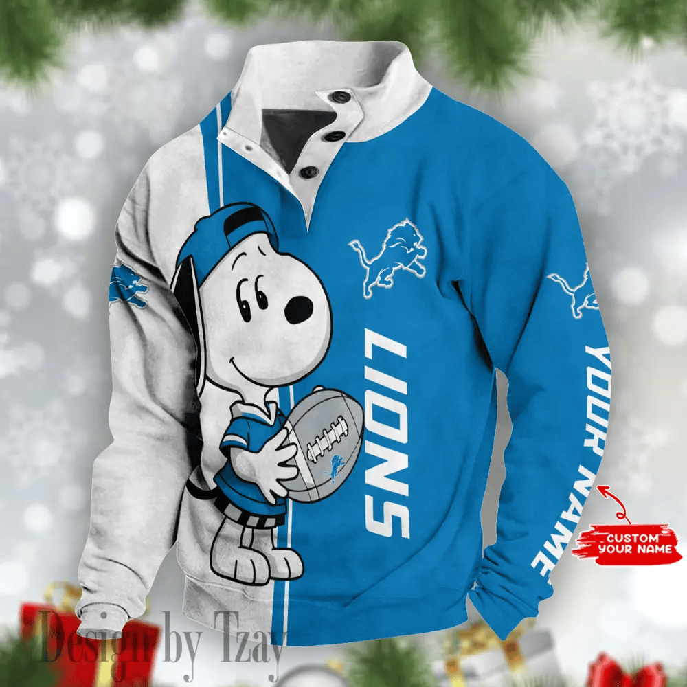 Detroit Lions Snoopy Double Stand Collar Sport Hoodies PAK32V