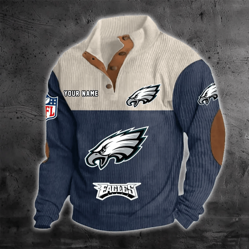 Philadelphia Eagles Color Block Stand Collar Sweatshirt PHH262