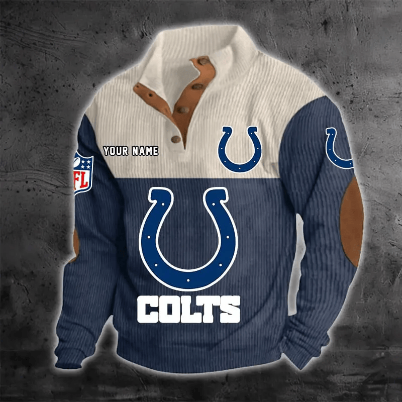Indianapolis Colts Color Block Stand Collar Sweatshirt PLZ5Q6