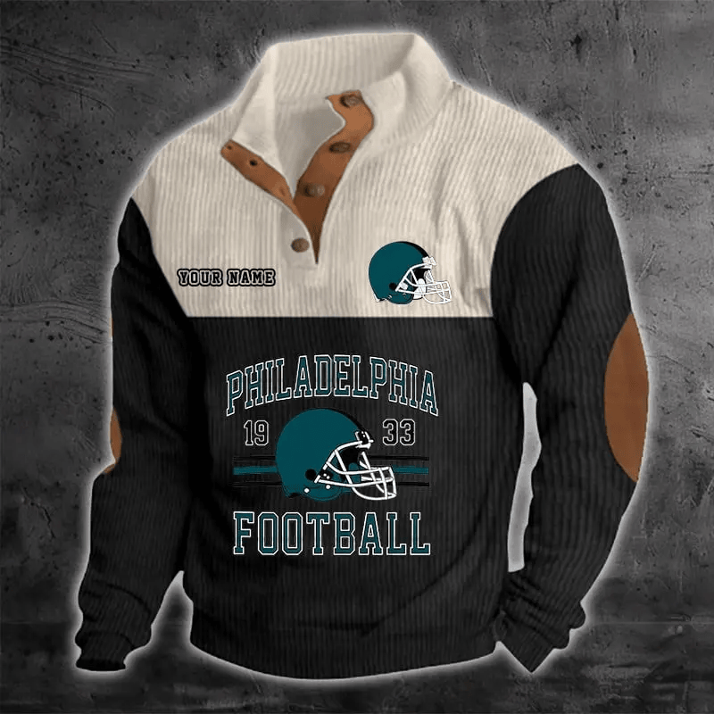 Philadelphia Eagles Color Block Stand Collar Sweatshirt PWA649