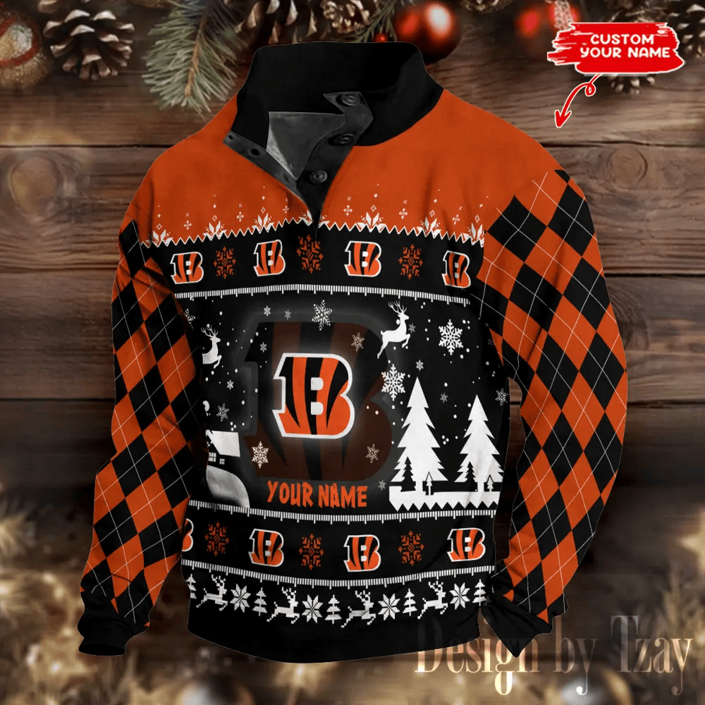 Cincinnati Bengals Christmas Double Stand Collar Sport Hoodies PDLWNS