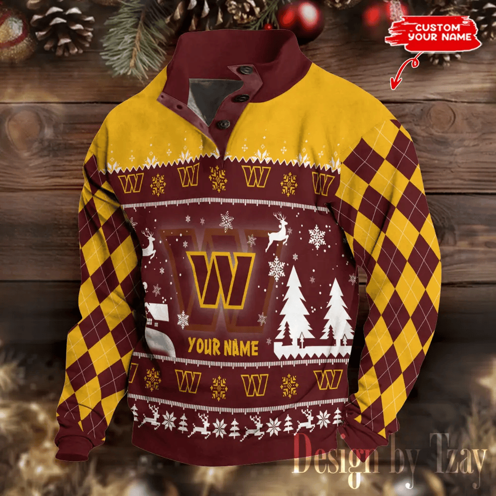 Washington Commanders Christmas Double Stand Collar Sport Hoodies PTD7SR