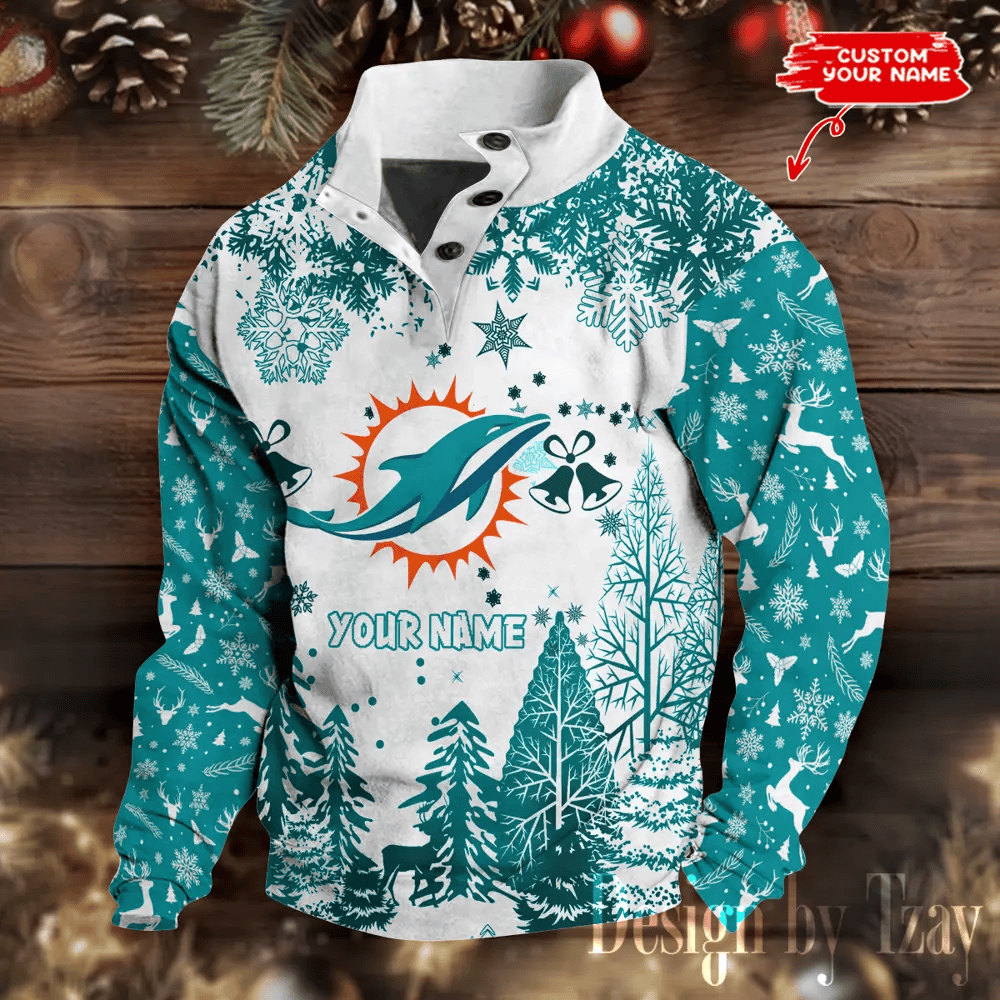 Miami Dolphins Christmas Double Stand Collar Sport Hoodies PV4SFS