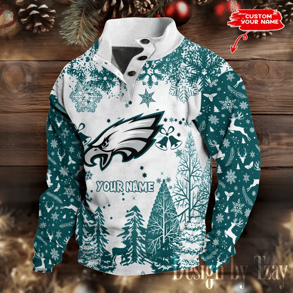 Philadelphia Eagles Christmas Double Stand Collar Sport Hoodies PTGN3Z