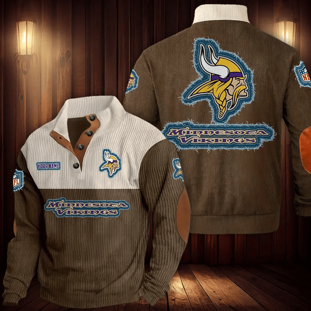 Minnesota Vikings Double Stand Collar Sport Hoodie P77C95