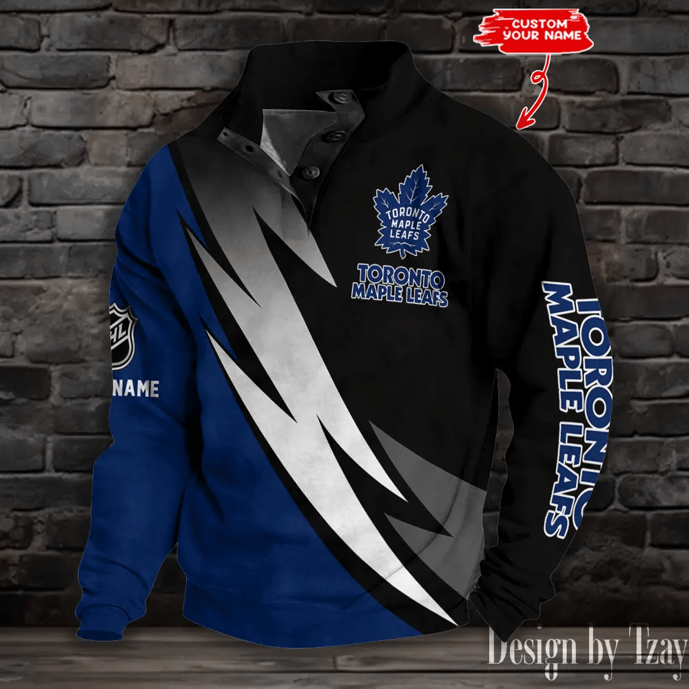 Toronto Maple Leafs NHL Half Button Long Sleeve Hoodie PXPT85
