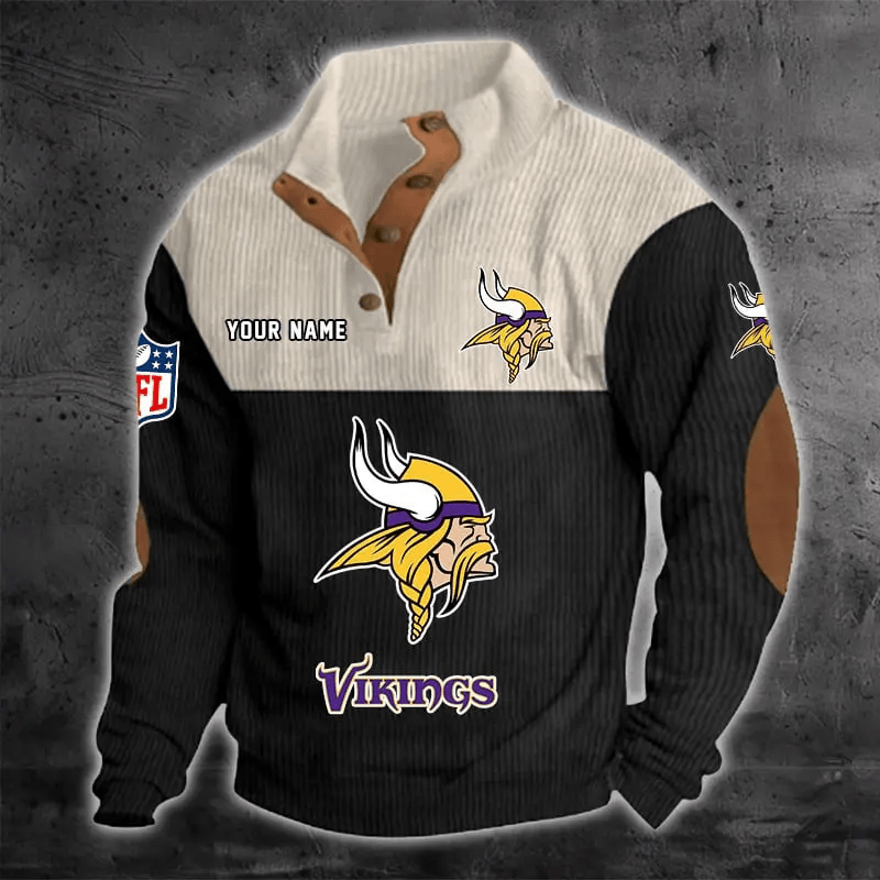 Minnesota Vikings Color Block Stand Collar Sweatshirt PXM6BH