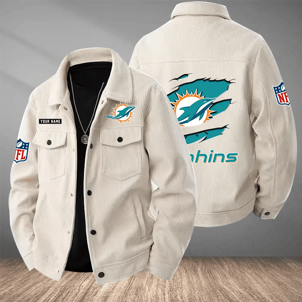 Miami Dolphins Versatile Lapel Workwear Jacket P4EZUU