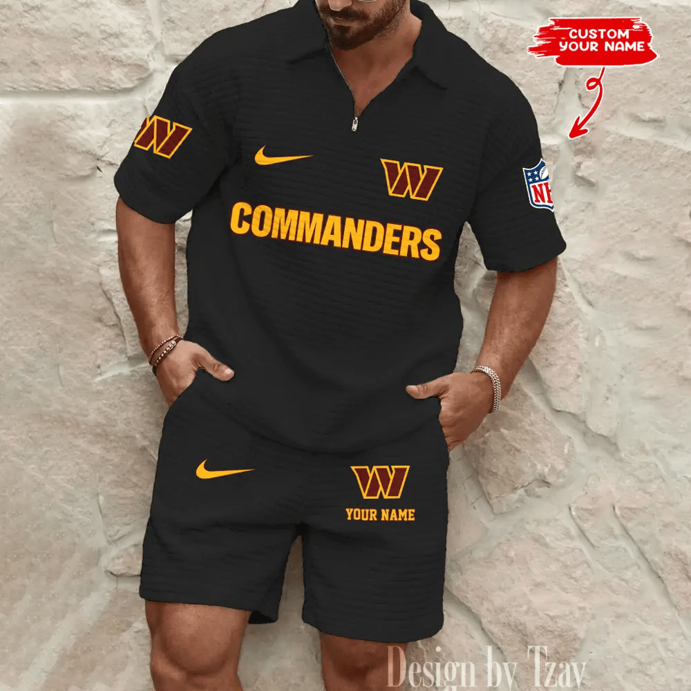 Washington Commanders Men’s Waffle Knit Short Sleeve Slim Fit Soft Summer And Shorts PZUCB3