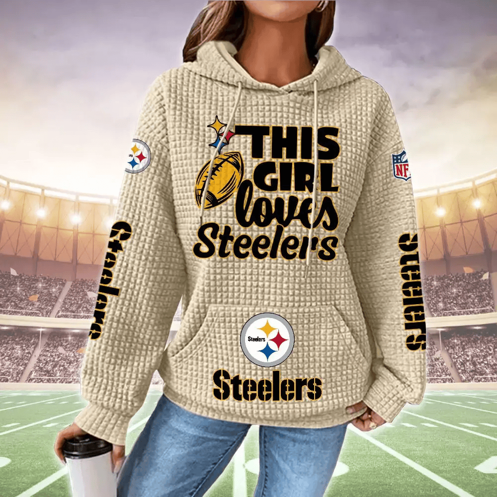Pittsburgh Steelers New Waffle Hoodie Women’s The Girl Loves Steelers Hoodie PUFU3K