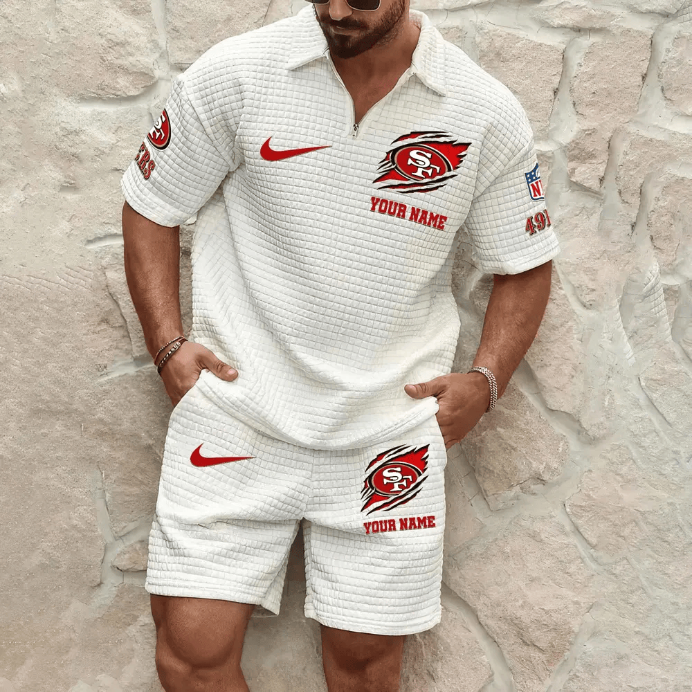San Francisco 49ers Men’s Waffle Pattern Half Zipper Shirt And Short P3XN27