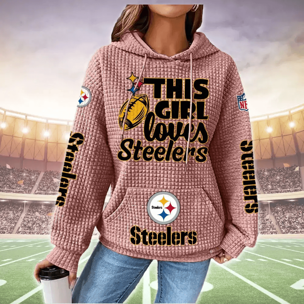 Pittsburgh Steelers New Waffle Hoodie Women’s The Girl Loves Steelers Hoodie PBUDHX