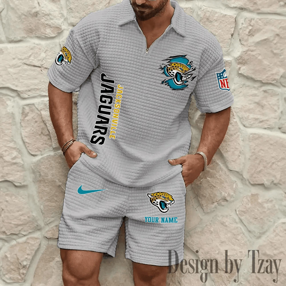 Jacksonville Jaguars Men’s Waffle Pattern Half Zipper Shirt And Short P7MZBJ