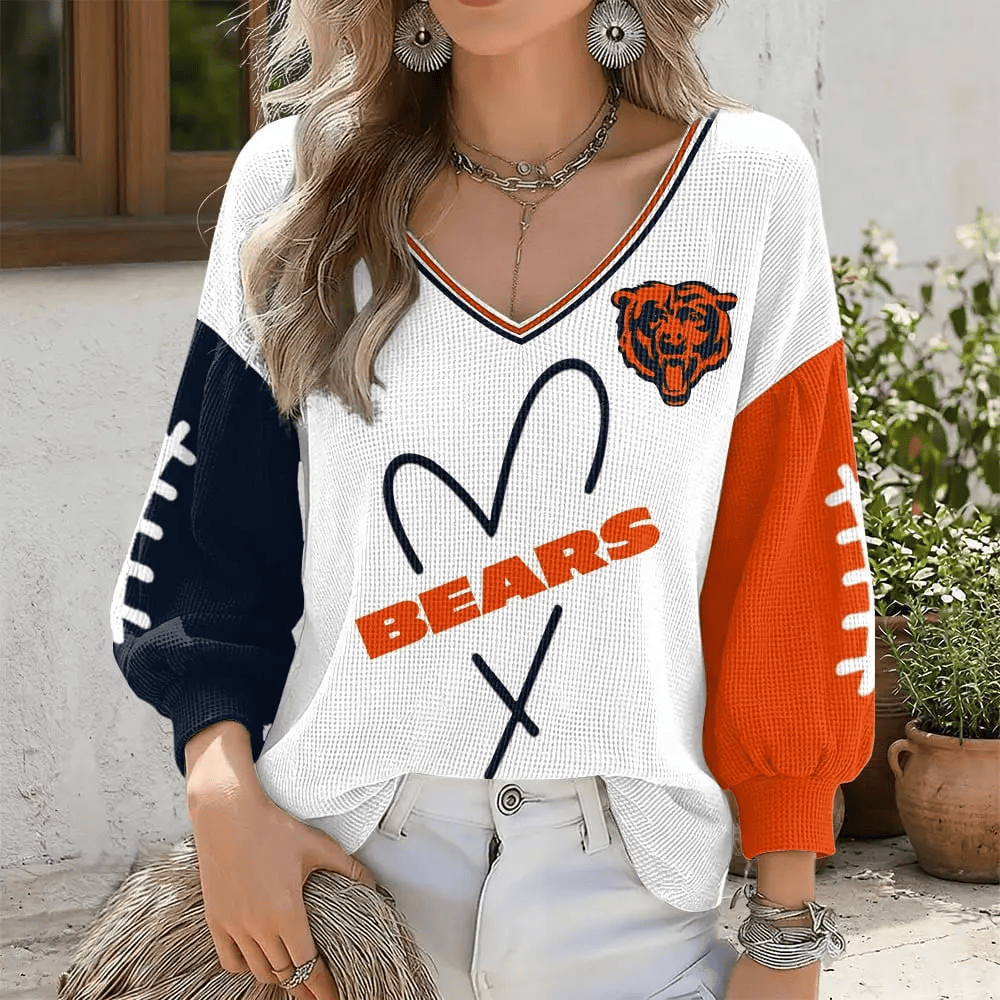 Chicago Bears V-Neck Waffle Sweater P6QLFV