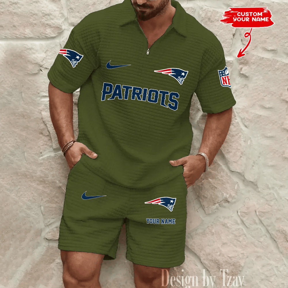 New England Patriots Men’s Waffle Knit Short Sleeve Slim Fit Soft Summer And Shorts PEAC52