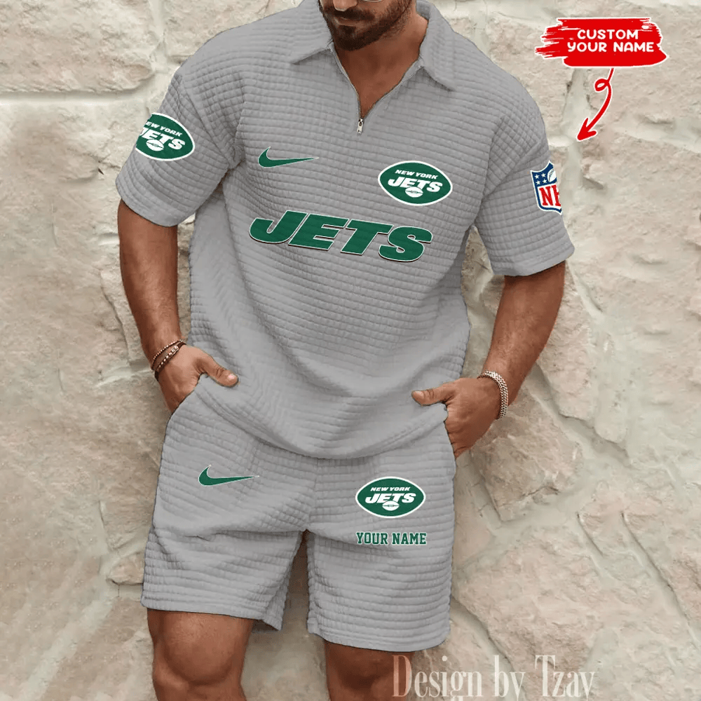 New York Jets Men’s Waffle Knit Short Sleeve Slim Fit Soft Summer And Shorts PCSHPN