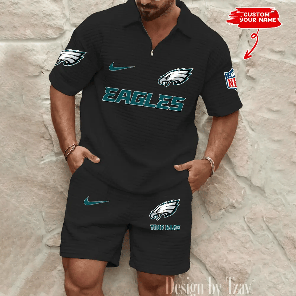 Philadelphia Eagles Men’s Waffle Knit Short Sleeve Slim Fit Soft Summer And Shorts PX9JBZ