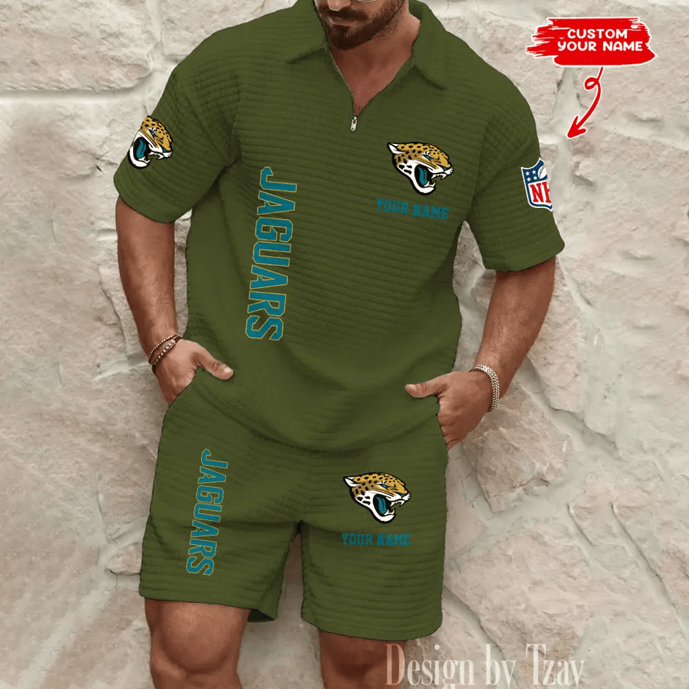 Jacksonville Jaguars Men’s Waffle Pattern Half Zipper Shirt And Short PN2SK2