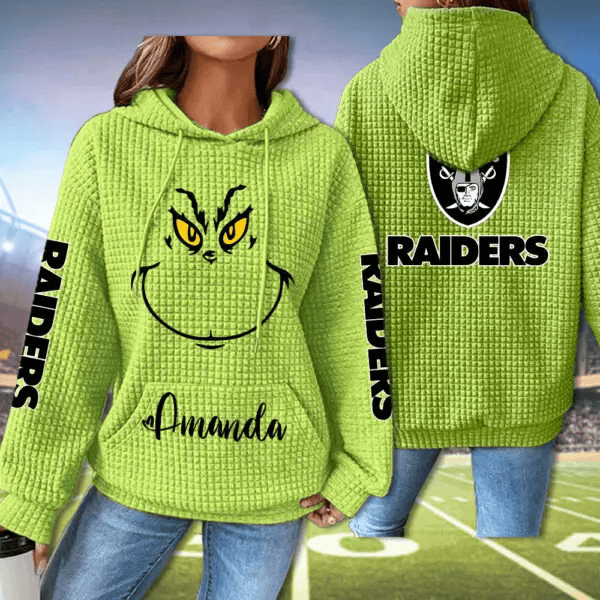 Las Vegas Raiders New Waffle Hoodie Women’s Grinch Christmas Hoodie PU4VZZ