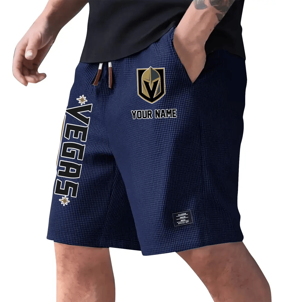 Vegas Golden Knights Waffle Knit Drawstring Casual Shorts P2CXWM