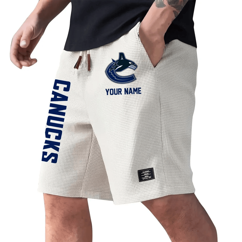 Vancouver Canucks Waffle Knit Drawstring Casual Shorts P4XYLV