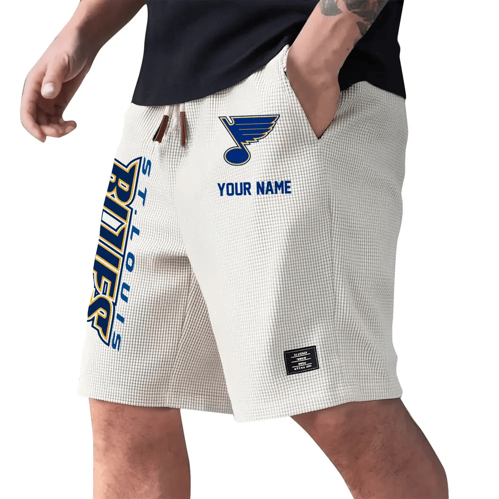 St. Louis Blues Waffle Knit Drawstring Casual Shorts PABN65