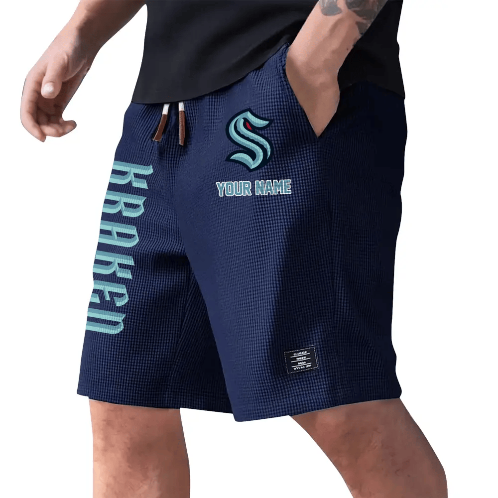 Seattle Kraken Waffle Knit Drawstring Casual Shorts P72Q7T