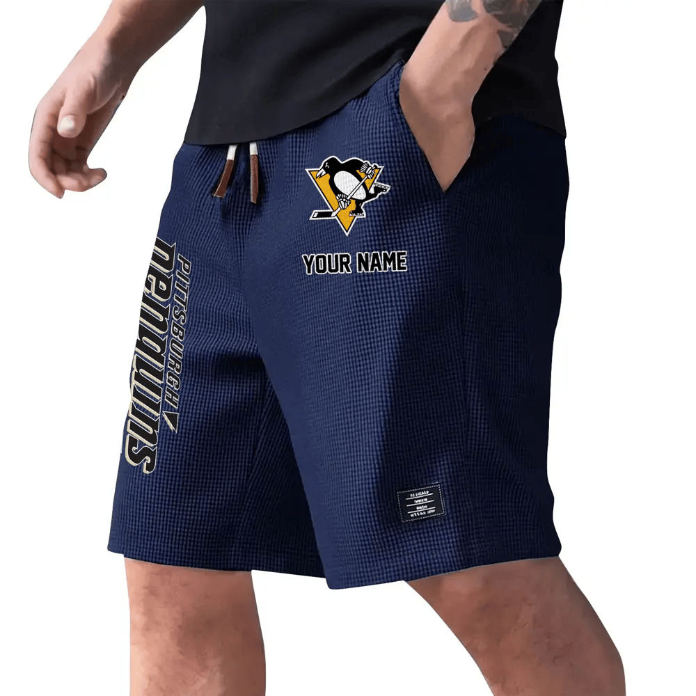 Pittsburgh Penguins Waffle Knit Drawstring Casual Shorts P9CZLZ
