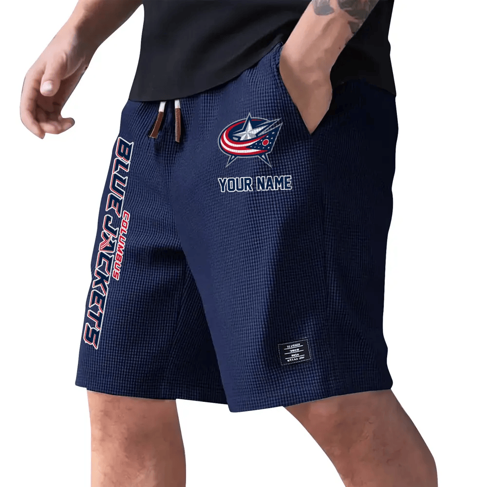 Columbus Blue Jackets Waffle Knit Drawstring Casual Shorts PVS762