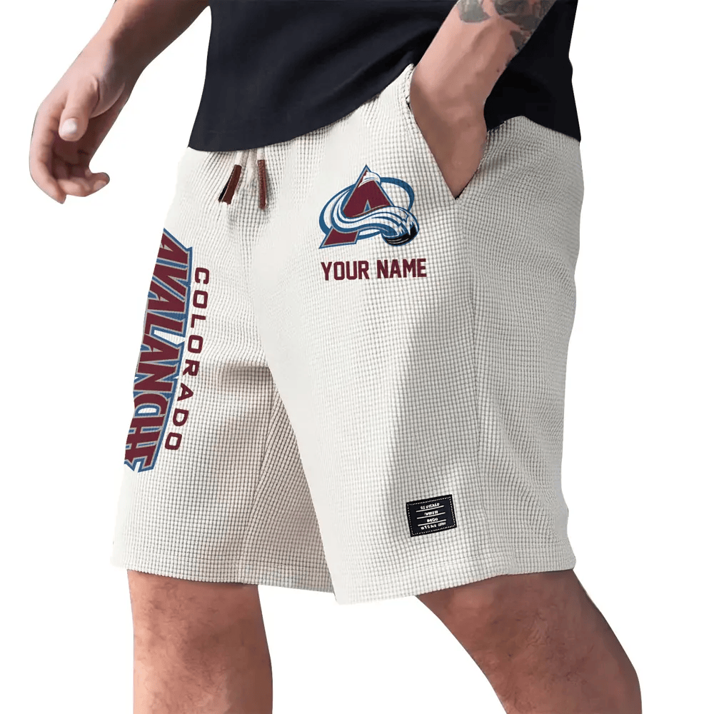 Colorado Avalanche Waffle Knit Drawstring Casual Shorts P7WRSJ