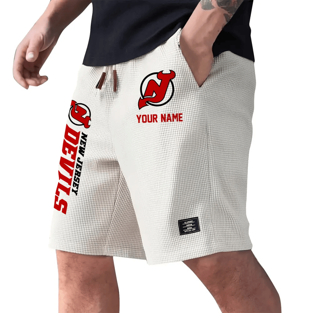 New Jersey Devils Waffle Knit Drawstring Casual Shorts PUDSZ4