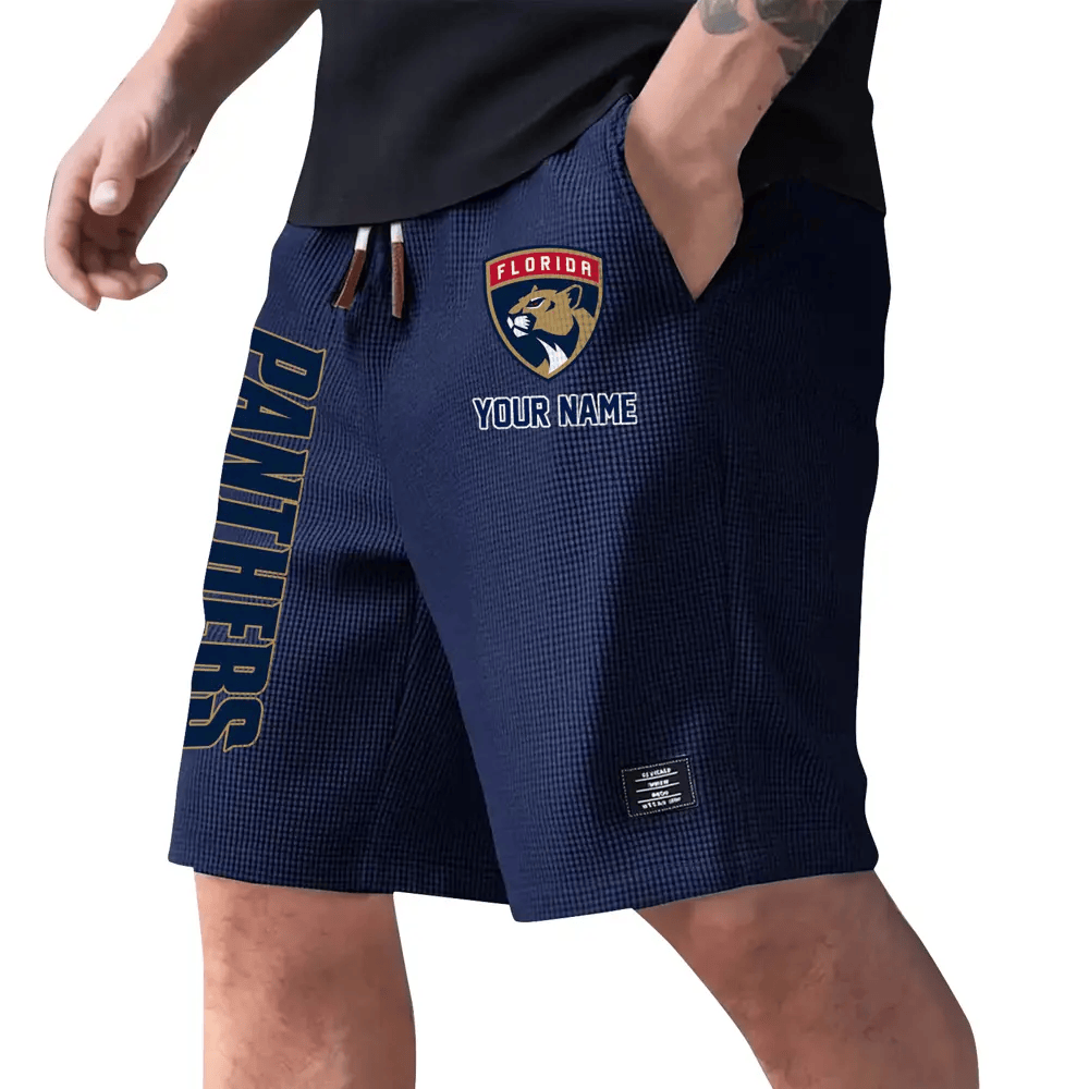 Florida Panthers Waffle Knit Drawstring Casual Shorts PAPYWM