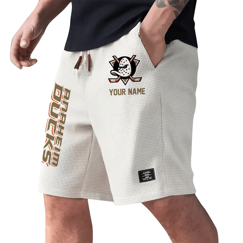 Anaheim Ducks Waffle Knit Drawstring Casual Shorts PRV3XU