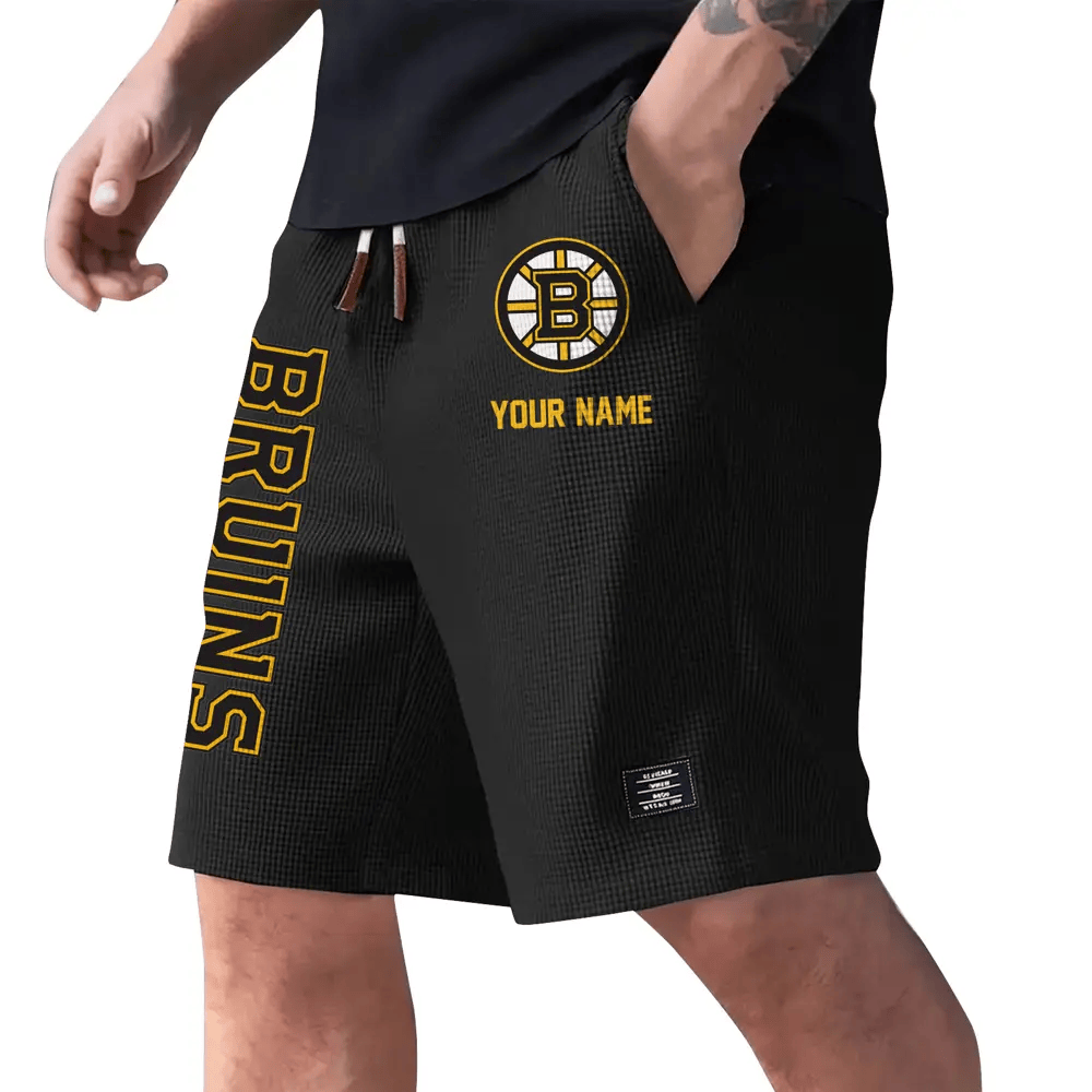 Boston Bruins Waffle Knit Drawstring Casual Shorts P37RDR
