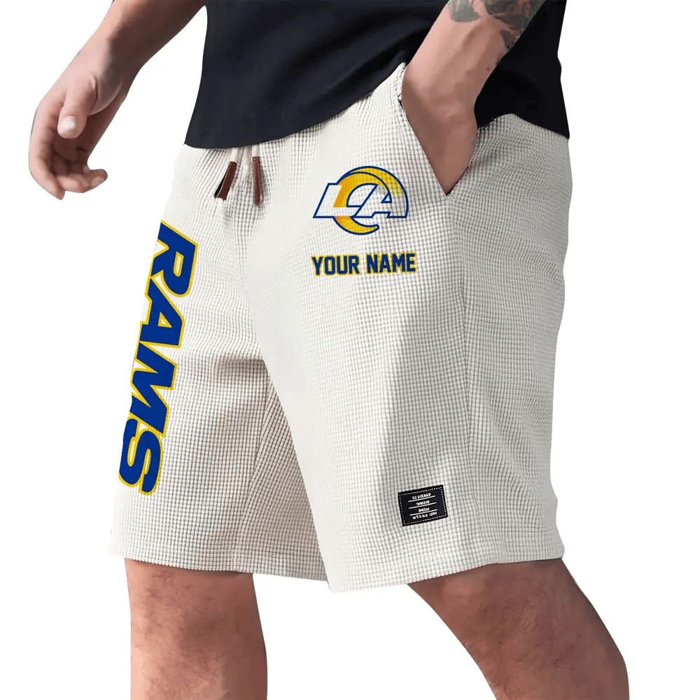 Los Angeles Rams Waffle Knit Drawstring Casual Shorts PVQ4LF
