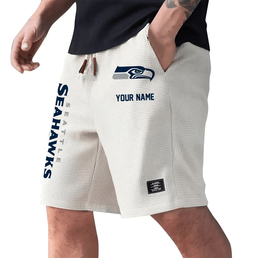 Seattle Seahawks Waffle Knit Drawstring Casual Shorts PRMYUJ