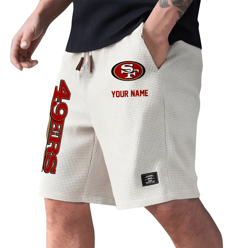 San Francisco 49ers Waffle Knit Drawstring Casual Shorts PGG3VX