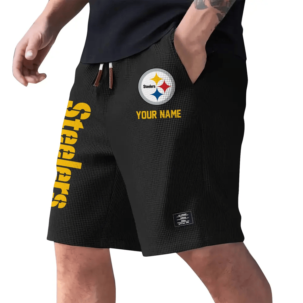 Pittsburgh Steelers Waffle Knit Drawstring Casual Shorts PTU6GP