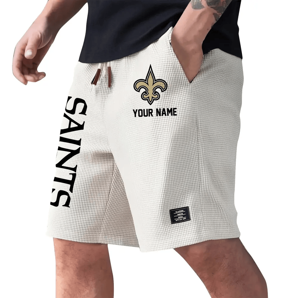 New Orleans Saints Waffle Knit Drawstring Casual Shorts PJBFGM